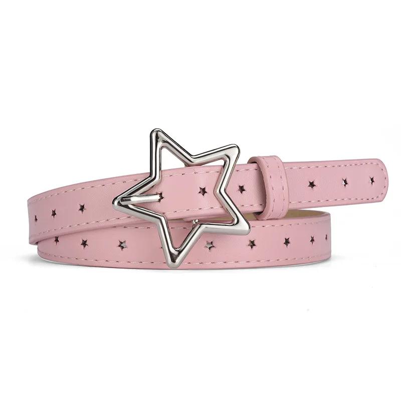 Children's Belts 90cm Colorful Durable PU Five-pointed Star Metal Buckle Student Versatile Belts