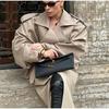 Solid Laepl Lace Up Trench Coat Women Fashion Full Sleeve Waist Cinching Short Windbreak Autumn Office Commute Outwear
