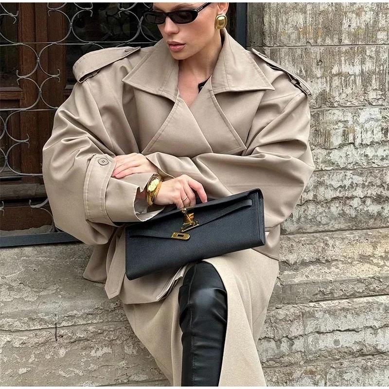 Solid Laepl Lace Up Trench Coat Women Fashion Full Sleeve Waist Cinching Short Windbreak Autumn Office Commute Outwear
