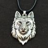 Tibetisches Silber Wolfskopf Anhänger Halskette Amulett Tier Wikinger Geschenk