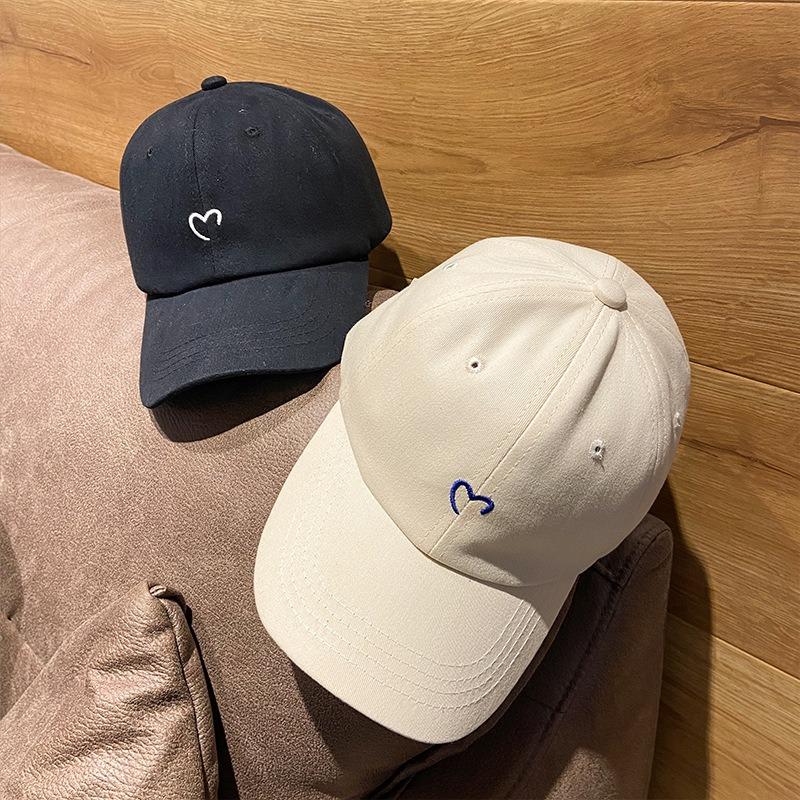 Simple embroidery love baseball cap children's summer thin sunshade sunscreen white cap big head circumference versatile tide