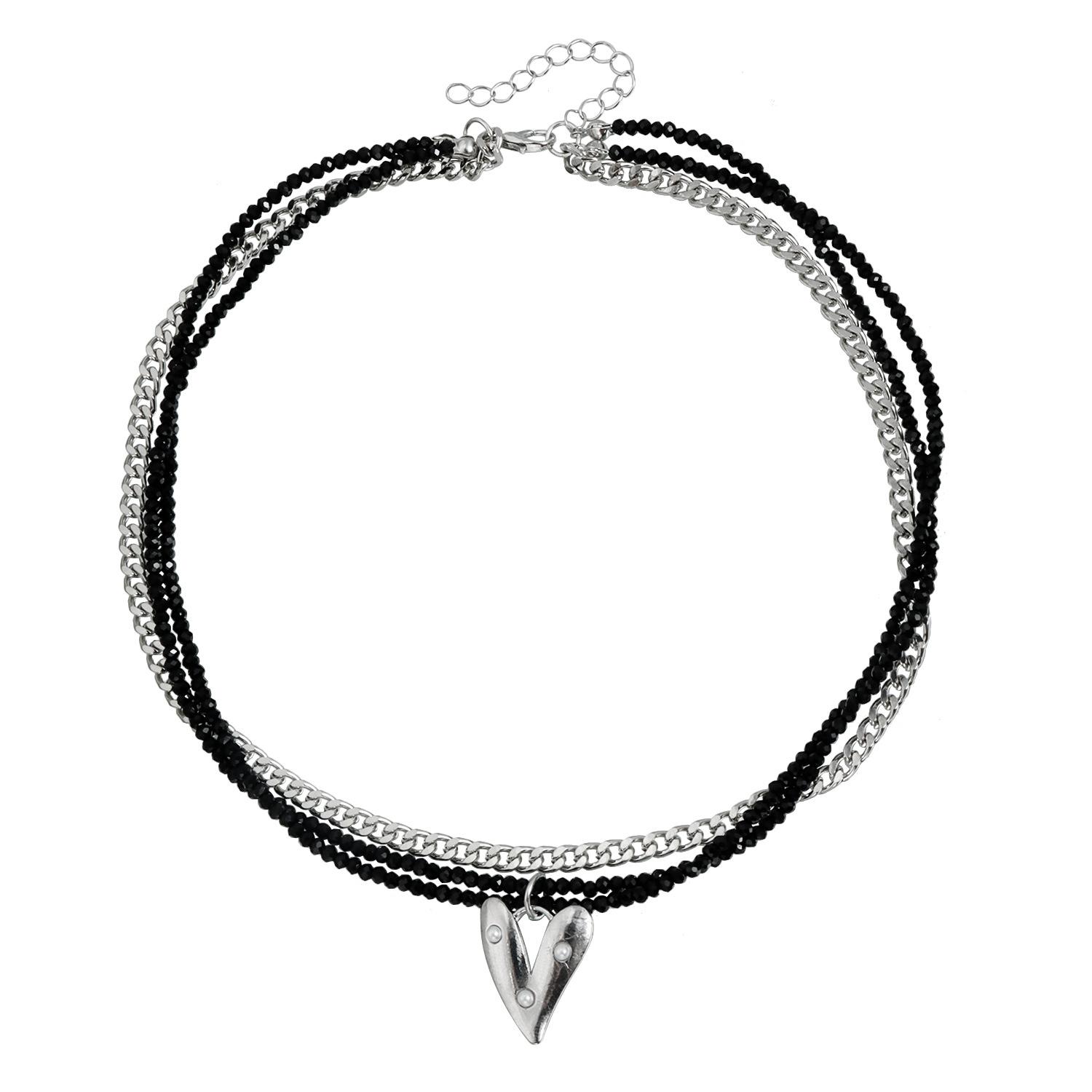 Dark less tie love necklace fashion ins spice style black crystal necklace