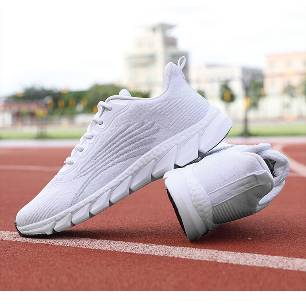 Unisex White Sports Shoes, Mesh Breathable Lightweight Running Shoes, Soft Soled Casual Walking Shoes