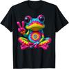 Cute Frog Tie-Dye Frog Peace Sign Hippie T-Shirt