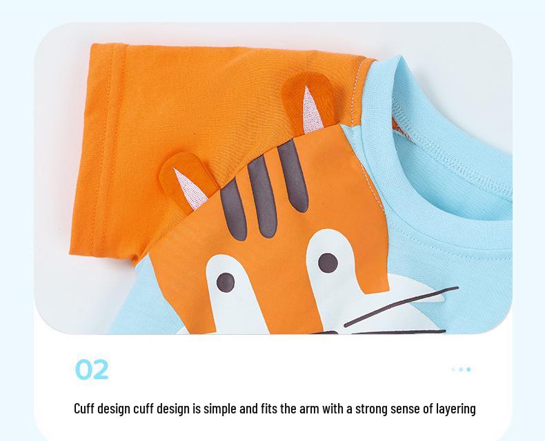 Summer 2026 Boys' Cartoon Print European Style Cotton T-Shirt