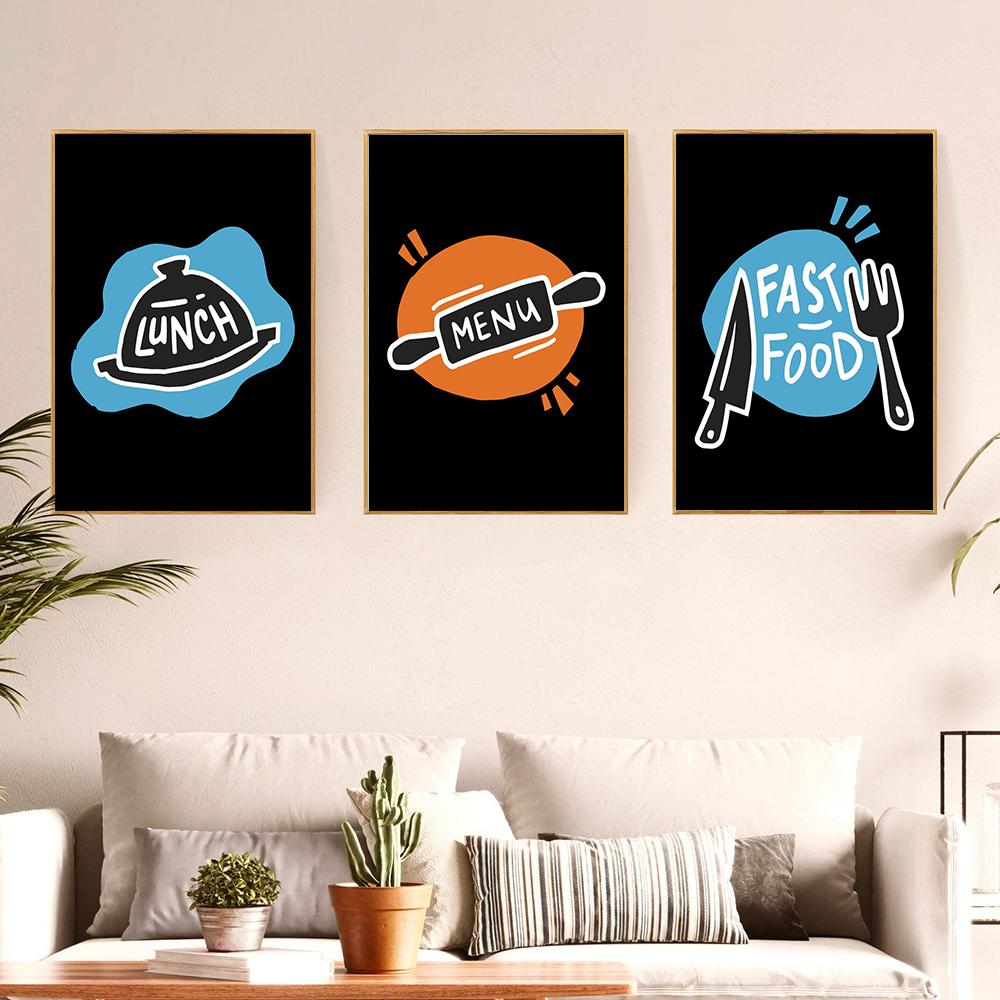 Cartoon Funny Fast Food Posters Master Chef Print Lunch Quote Canvas Painting Club Bar Shop Kitchen Wall Picture House Decor