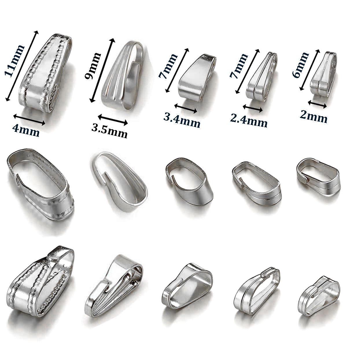 

50PCS Stainless Steel Pendant Pinch Bail Clasp Buckle Clip Charm Connectors for Necklace Earring DIY Jewelry Making Accessories 2x6mm (50 PCS)