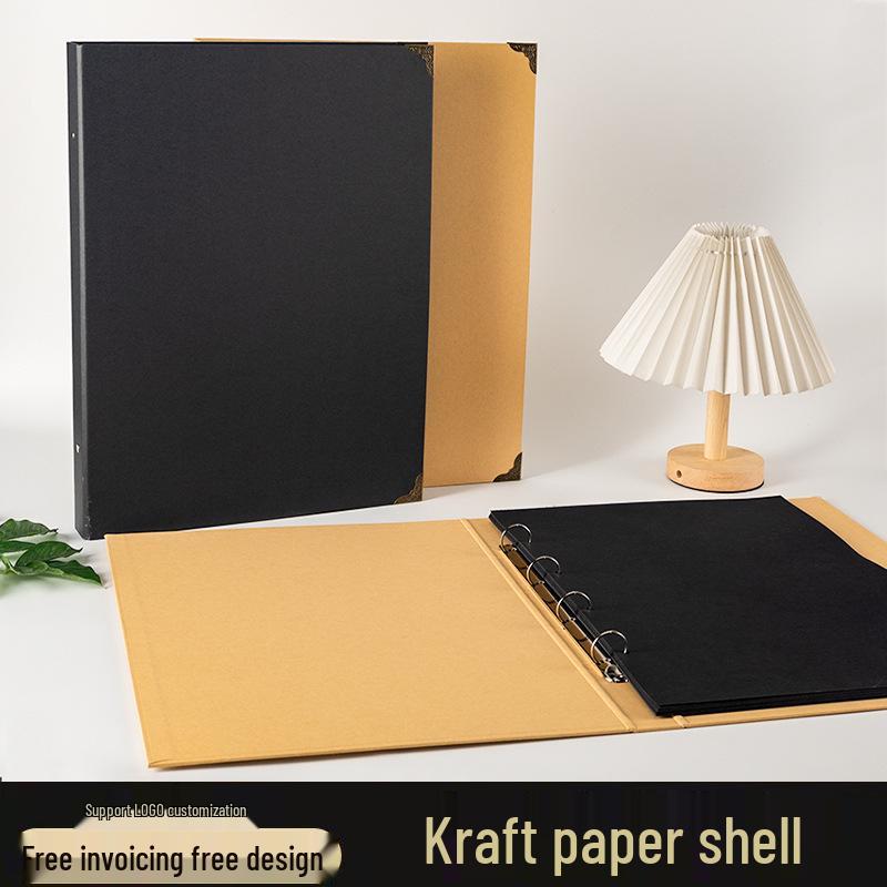 A3 Retro Kraft Paper Sketch Album with Replaceable Core and Metal Edge Protection