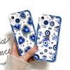 Blue Evil Eye Phone Case For iPhone 16 15 14 13 12 11 Pro Max X XR XS 8 7  Plus Mini SE 2020 2022 Transparent TPU Fundas