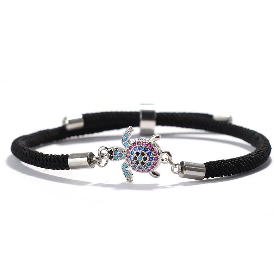 

4 мм браслет из миланской веревки для мужчин и женщин, регулируемый плетеный браслет в виде черепахи, летние пляжные украшения, браслет для дружбы и пары Joias чёрный