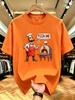 Unisex O Neck Tee Funny Pizza Dad Chef Cartoon Print Cotton Short Sleeve Loose Summer Street Breathable Daily Casual Basic Wear Top