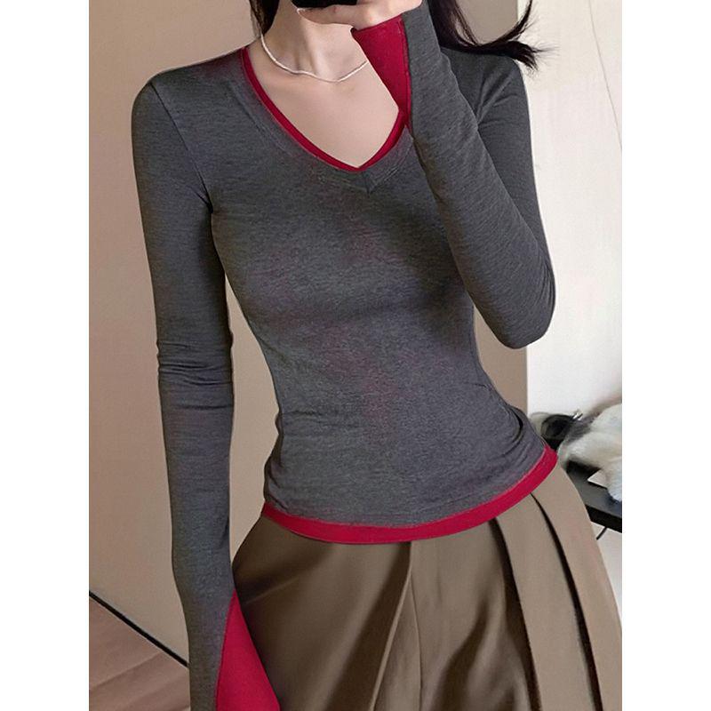 2025 Women's Korean Style Slim Fit Long Sleeve Base Layer: Versatile, Flattering T-shirt for Spring & Autumn