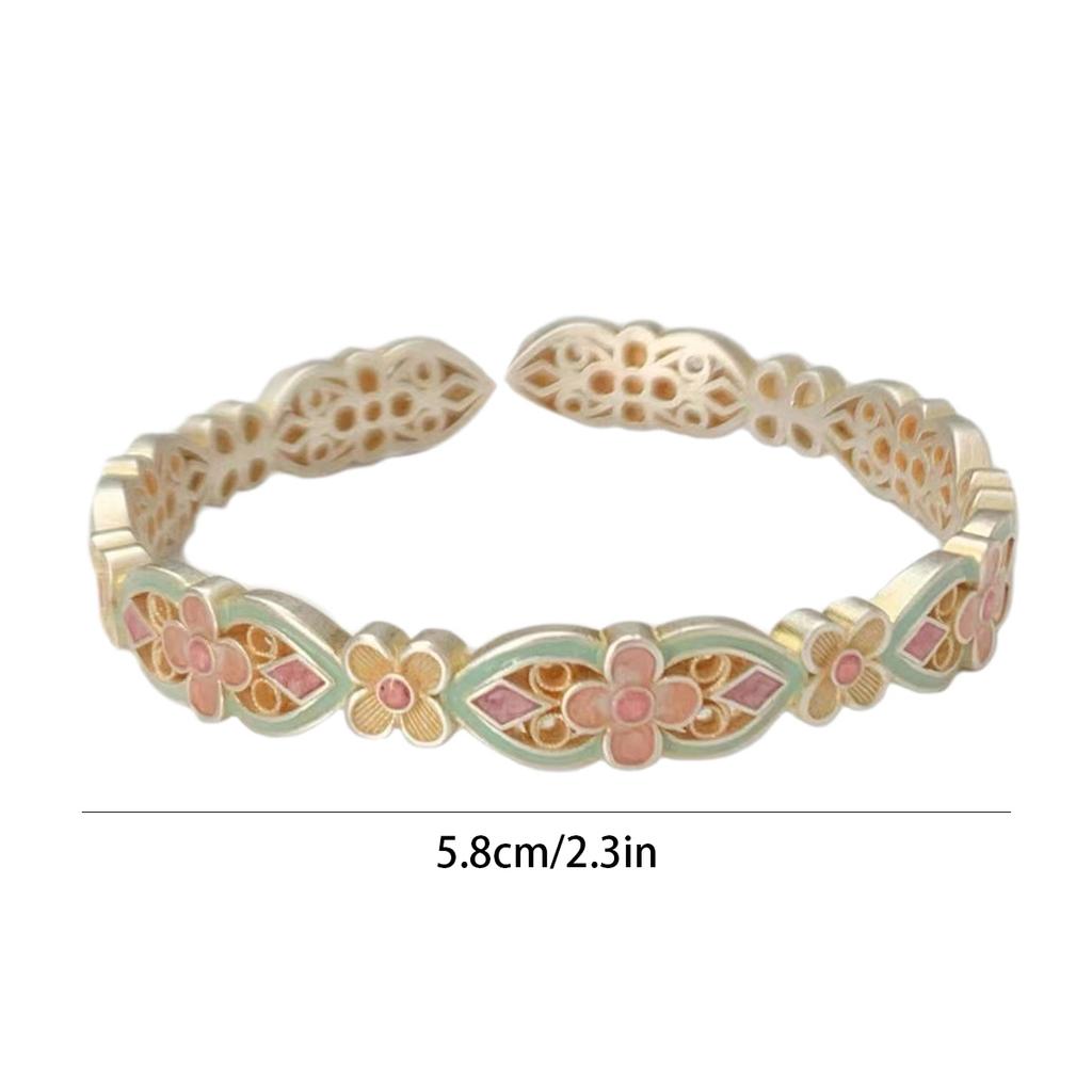 Palace Enamel Silver Bracelet White Copper Thick Solid Four-Leaf Clover Bracelet