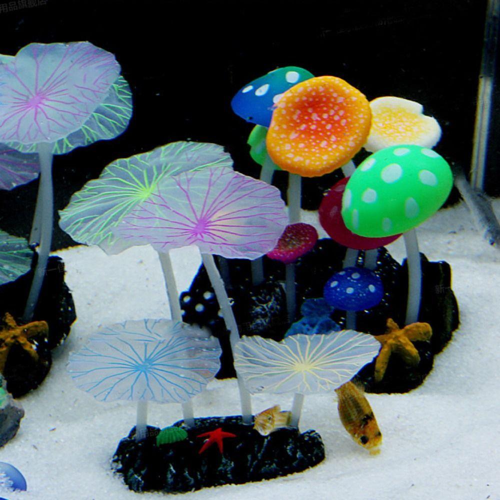 9pcs/set Aquarium Fluorescent Artificial Plants Simulation Aquatic Water Grass Fish Tank Landscaping Decoration