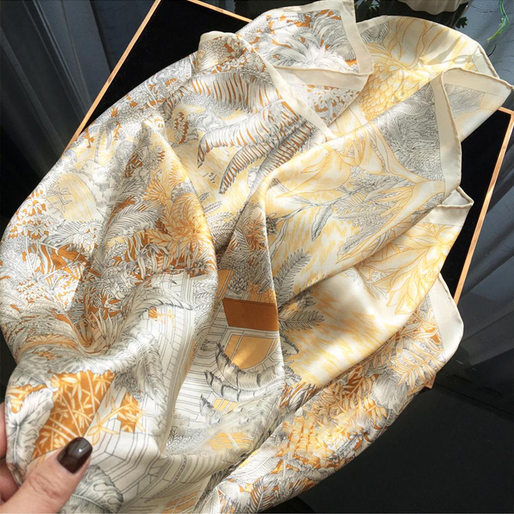 Spring new imitation silk 111cm large square scarf shawl sunscreen silk scarf satin scarf female gift advanced