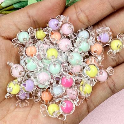 50 buc 8.9*16.6mm Mărgele transparente cristal în formă de bomboane cu miez Cadouri pentru copii Materiale DIY lucrate manual