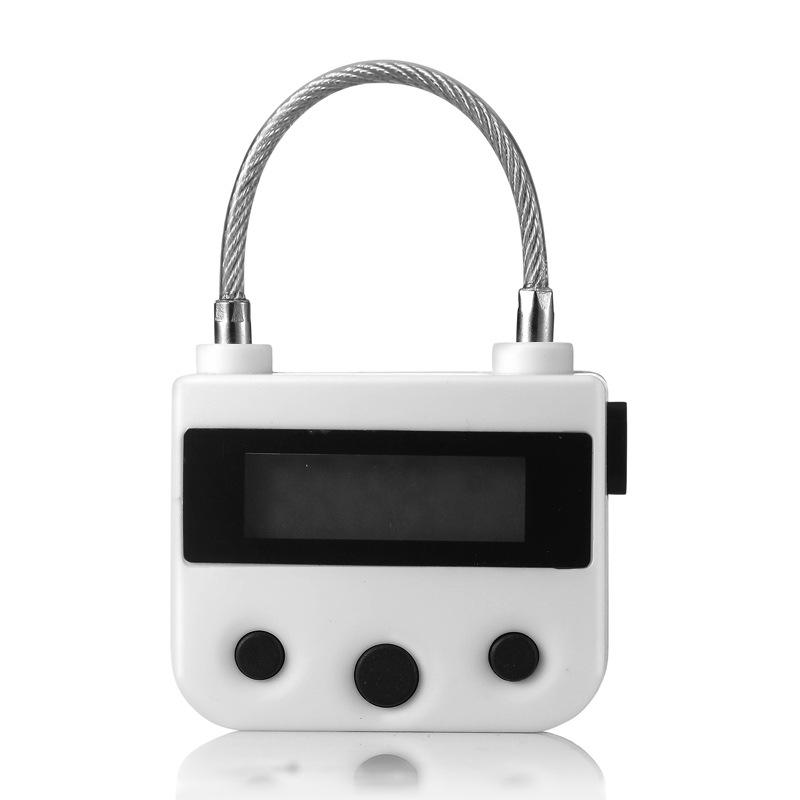 Padlock with Time Electronic Timer Lock Behavioral Habit Aid Multi-Purpose Time Release Game Lock (White,Plastic&Smart Lock)
