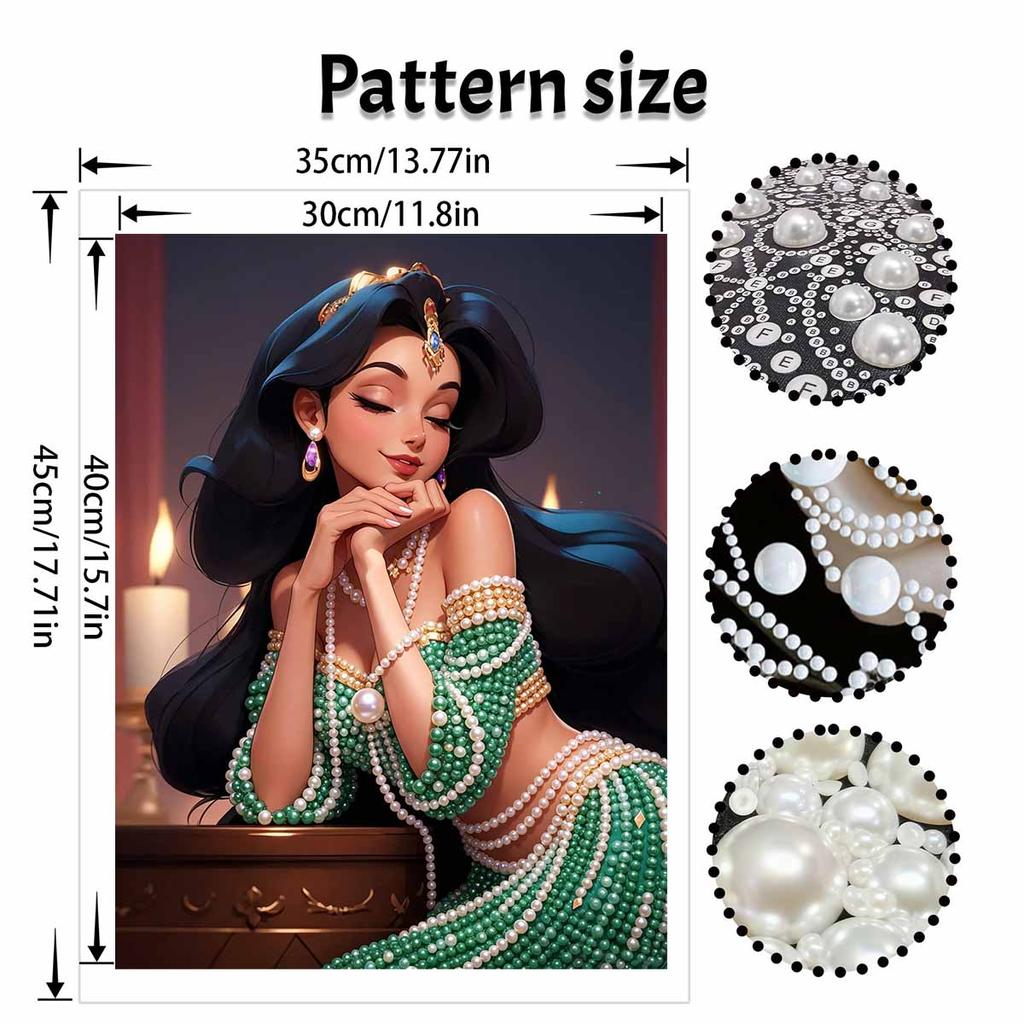 Disney Princess Jasmine Diamond Art Painting Kit Home Wall Decor Handmade Gift Elegant Beauty Pearl Beads Style Artistic Craft 123