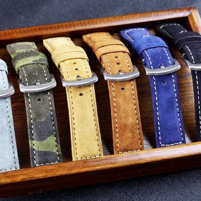 Watchband Handmade Suede Leather Watch Strap Brown Gray 22mm 24mm Wristband Blet Replacement Watchband Accessories For Panerai