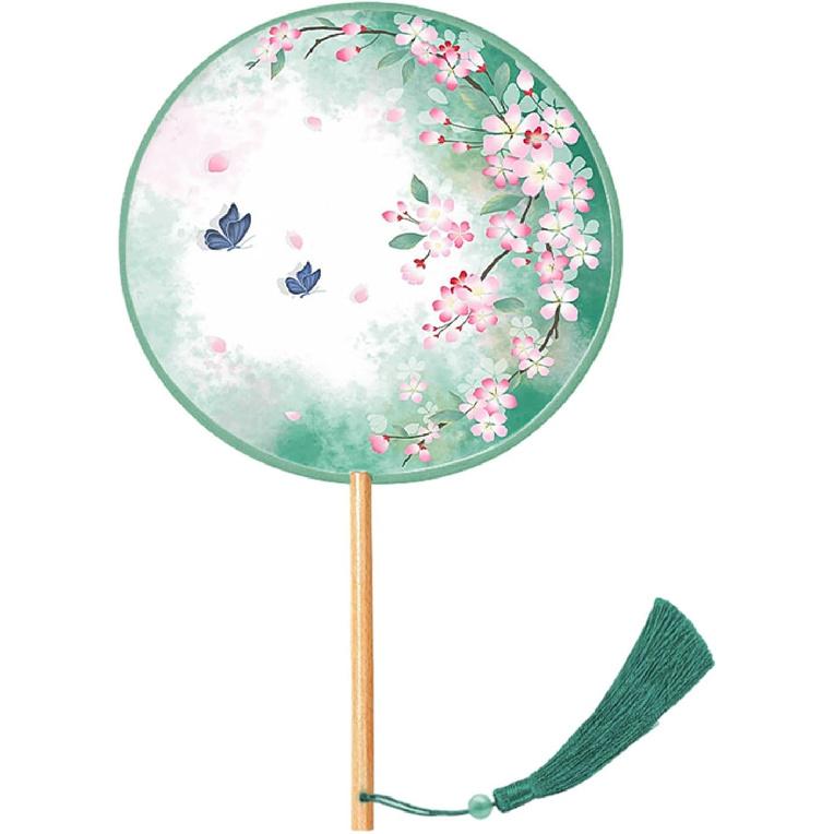 Ручной Китайский Веер Классические Кисти Китайская Живопись Чернилами Веер Цветочный Узор Круглый Шелковый Веер разноцветный