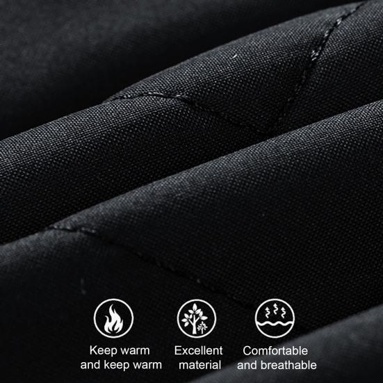 Autumn Winter Men Rhombus Embossed Jacket Stand Collar Long Sleeve Fleece Lining Zipper