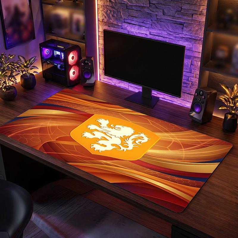 Nederland Voetbal Logo Muismat, Uitgebreide Antislip Rubberen Bureau Mat voor Gaming Kantoor Laptop Fan Cadeau