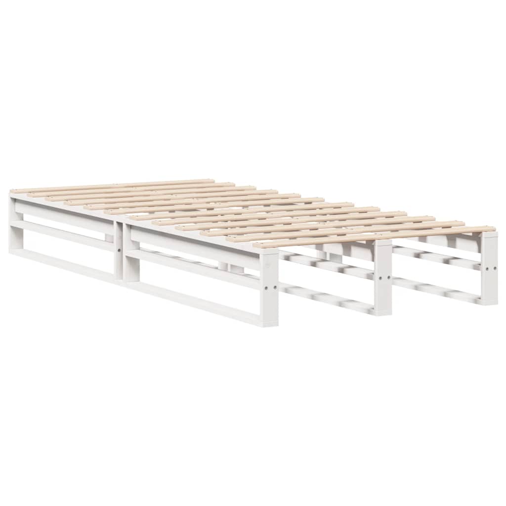 Vidaxl Bed Frame Without Mattress, White, 90X200 Cm, Solid Pine Wood