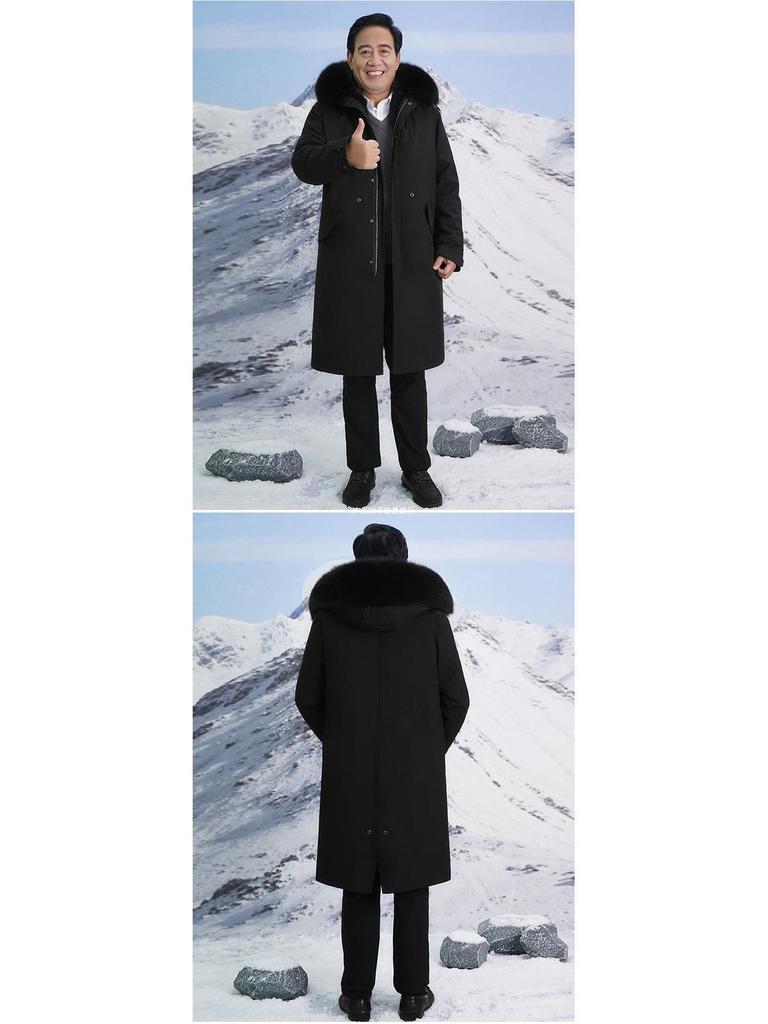 Herren Winter Parka mit Pelz und Fleece-Futter für mittlere und ältere Jahre