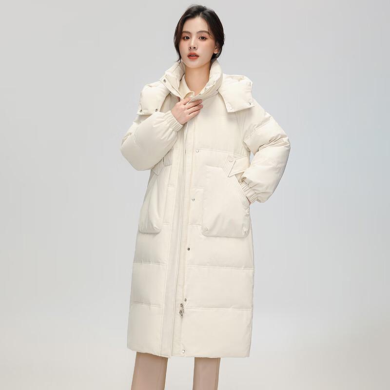 SNOWFLYING Women's Loose Fit Hooded Duck Down Jacket