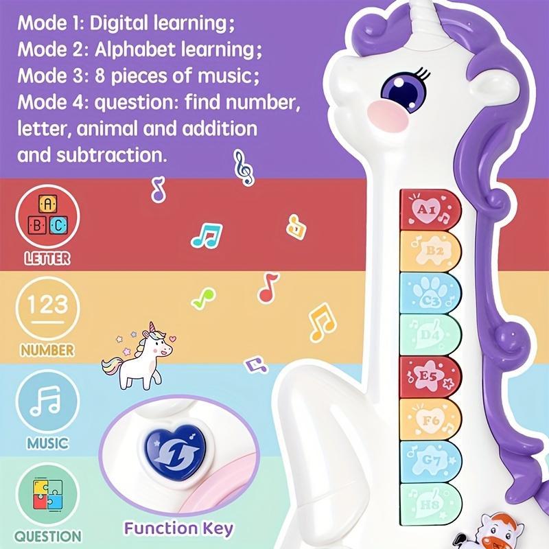 Unicorn Shape Kids Music Learning Guitar, Safe Material, Multiple Functions, Make Learning More Interesting