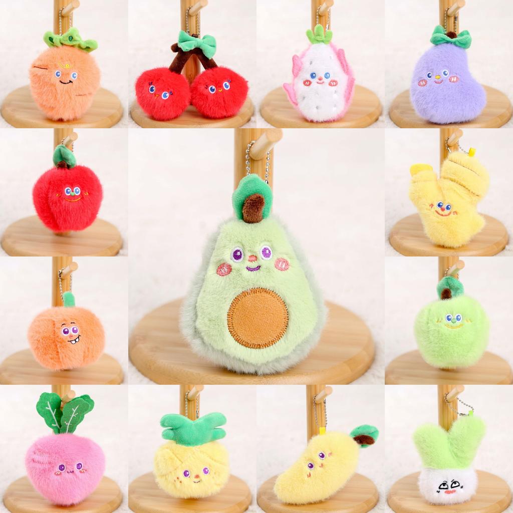 Watermelon Apple Eggplant Garlic Carrot Plush Keychain For Girls Accessory Bag