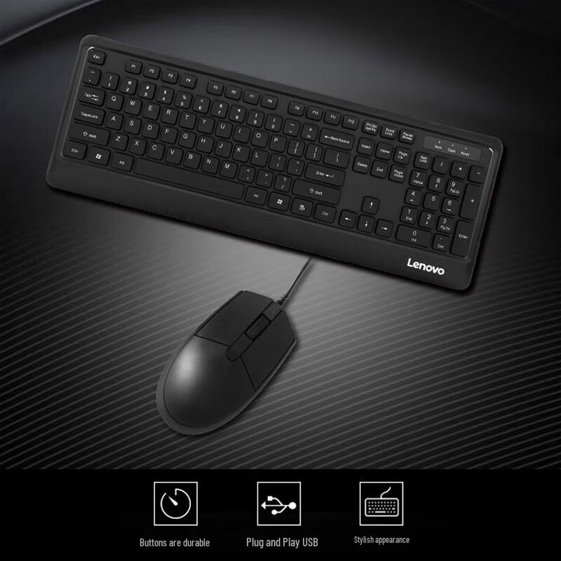 Lenovo KM102 Wired Keyboard and Mouse Combo