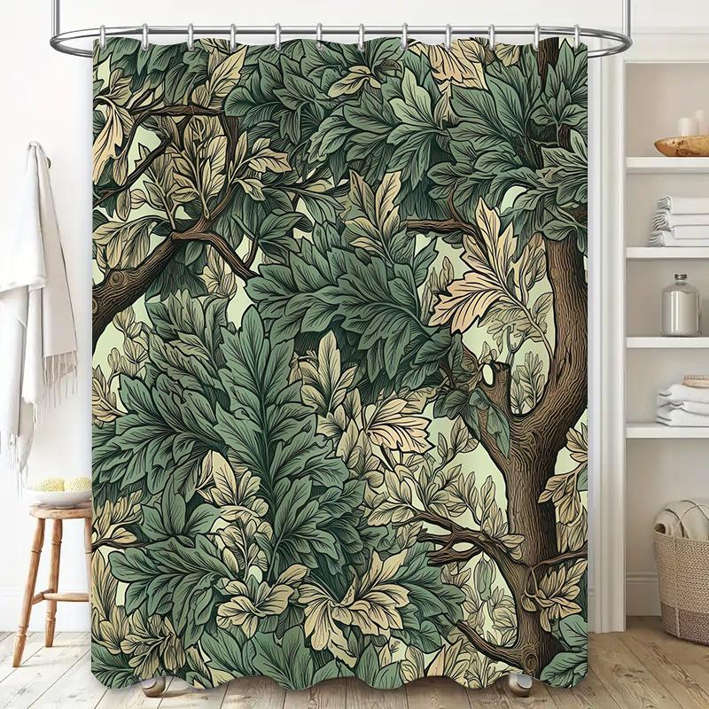 Vintage Style Tree Branch Printed Shower Curtain for Bathroom Decoration Home Decor