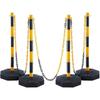 Adjustable Traffic Delineator Post Cones, 4 Pack, Traffic Safety Delineator Barrier with Fillable Base 8FT Chain, for Traffic Control Warning Parking