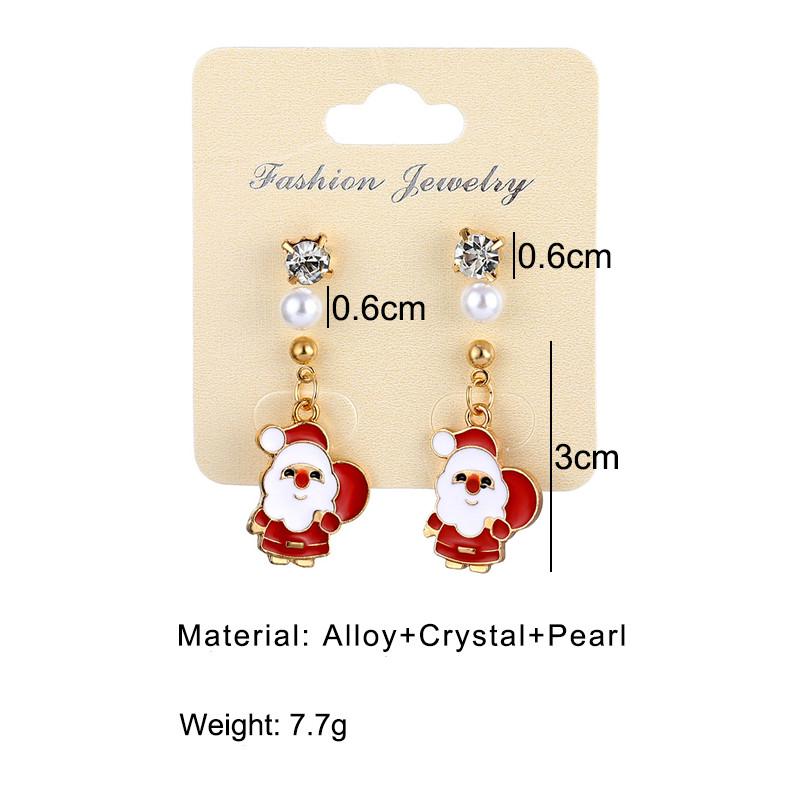 Charm Classic Pearl Stud Earrings Jewelry Ladies Beautiful Christmas Gifts Santa Claus Earrings