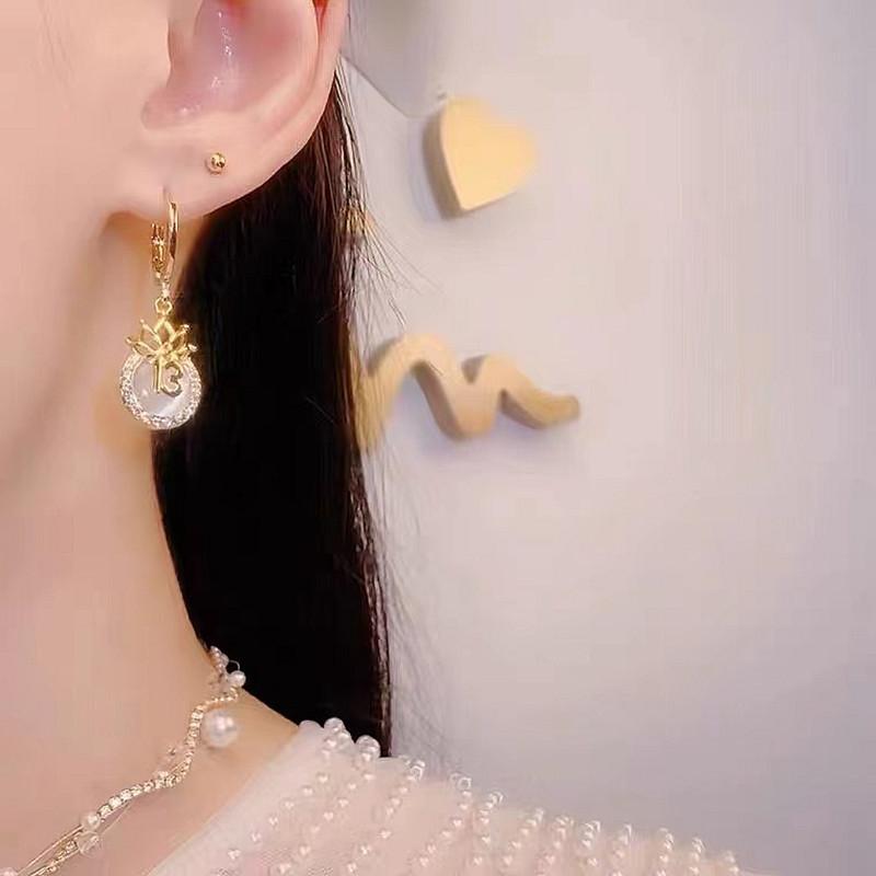 New lucky bag opal earrings design sense personalized money bag earrings light luxury versatile niche unique ear buckle