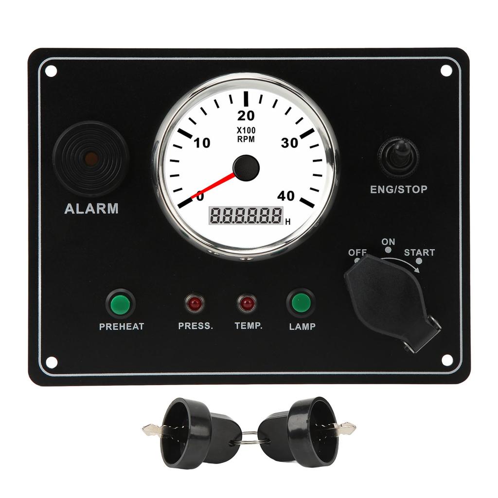 Přístrojový panel lodi s tachometrem Multifunkční 4000 ot/min Zastavení motorů Start ON OFF Alarm teploty vody Vodotěsný IP67