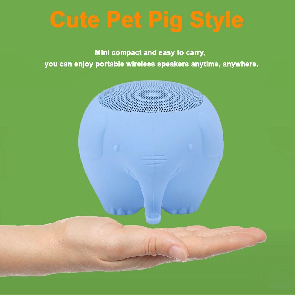 Cute Pet Elephant Shaped Portable Wireless Bluetooth 5.0 Speaker 400mAh Stereo with MIC (Blue)