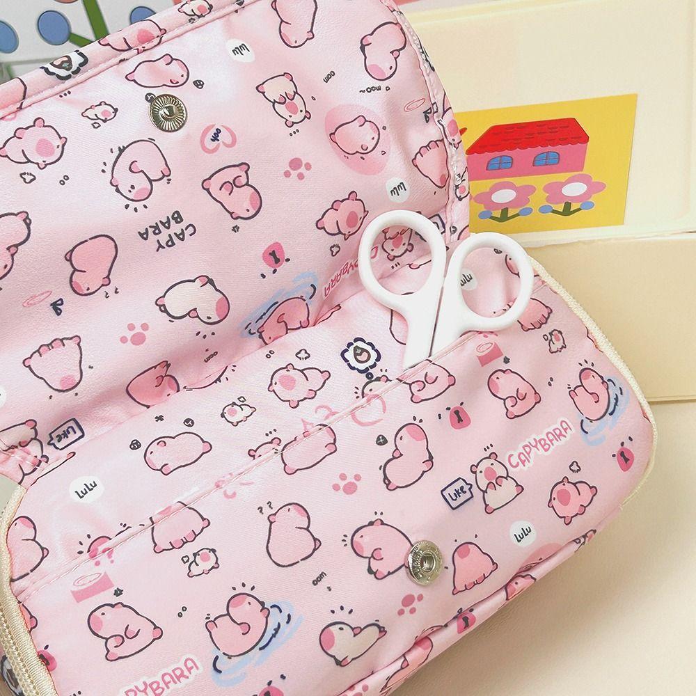 Large Capacity Pen Bag Three-layer Stationery Bag Minimalist Storage Bag  Gift