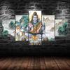 Lord Shiva Nandi Bull Tiger Skin Blessing 5 Piece Five Panel Wall Canvas Print Modern Art Poster Picture Home Decor Gift For Him For Her