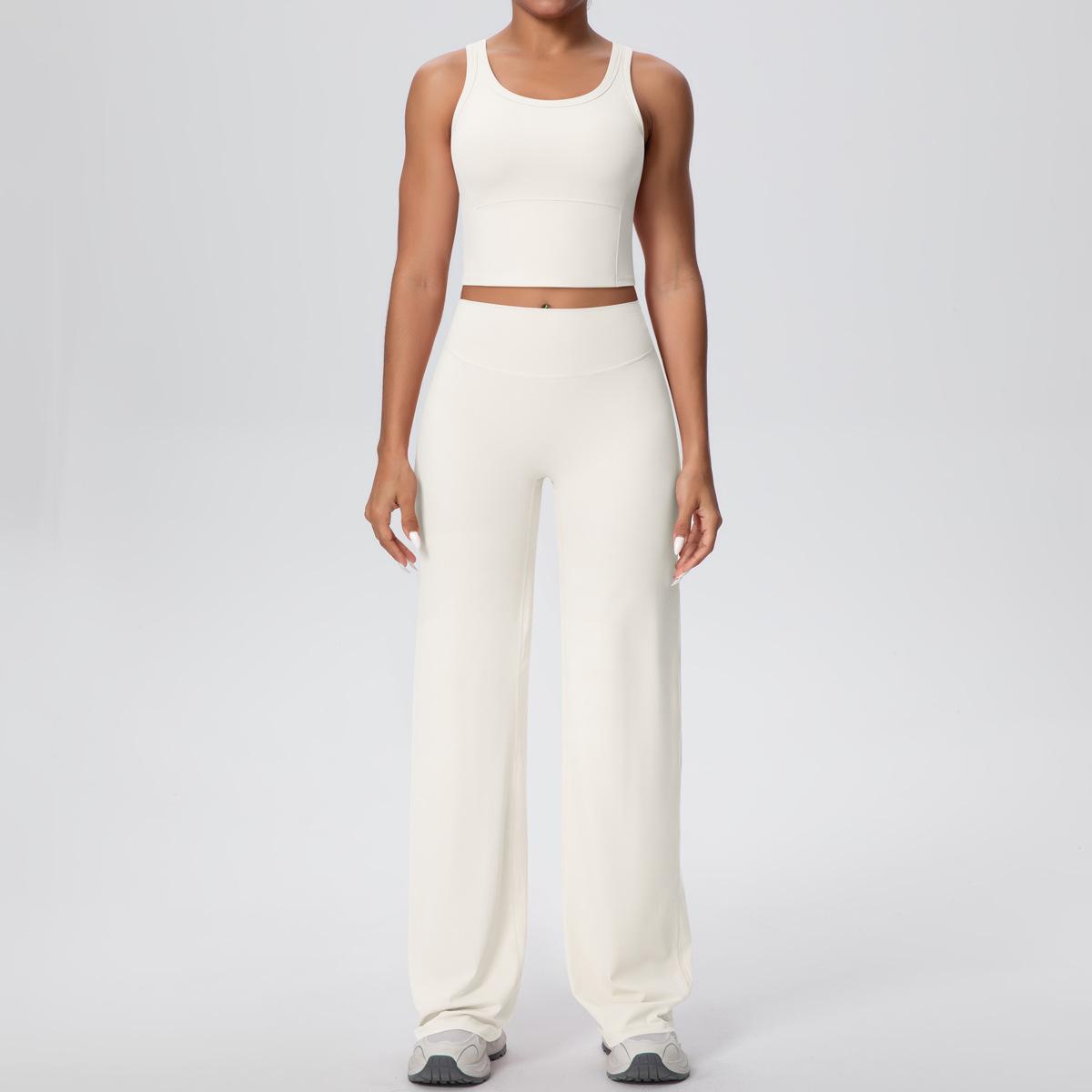 JYL Naked Backless Yoga Set High Waist Hip Lifting Straight Pants M ярко-фиолетовый