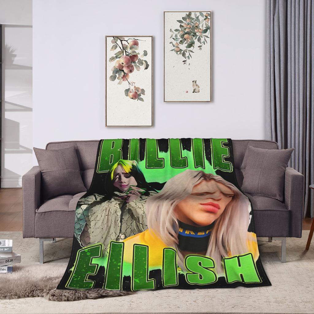 Aesthetic Bootleg B-Billies Eilish Hip Hop Blanket Fleece Decoration   Super Warm Throw Blankets for Sofa Office Bedspread