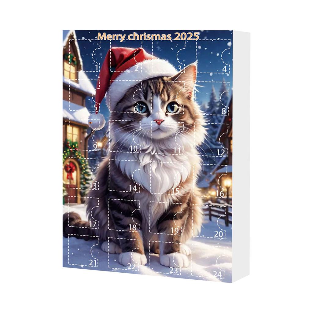 Christmas Advent Calendar with Santa Hats Kitten Countdown Calendar Acrylic Hanging Cat Ornaments for Kids Toddlers Xmas Gifts