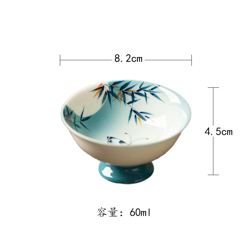 

2pc/lot Hand-painted Bamboo Butterfly Teacup Antique Tea Bowl Mug Tea-tasting Meditation Cup Chazhan Master Cups Teaware 60ml As Your Choose