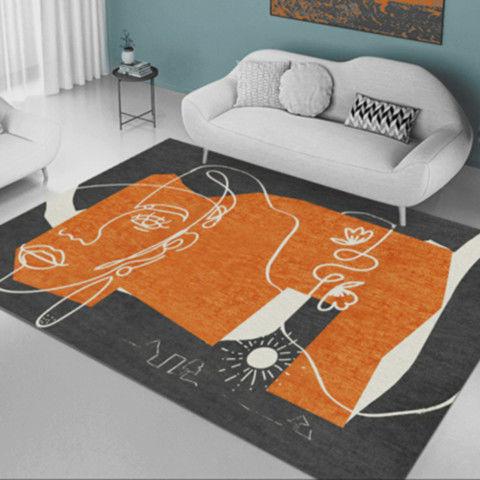 

Simple Ins Light Luxury Orange Carpet Living Room Coffee Table Mat Nordic Modern Room Bedroom Bedside Rug Household Floor Mat 80x120cm