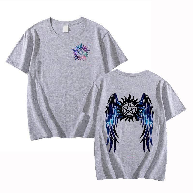 

Новая футболка с принтом Supernatural, с коротким рукавом, с круглым вырезом, свободная, женская, мужская, летняя, прохладная футболка, футболка, футболка с личностью, топы, футболки 4XL