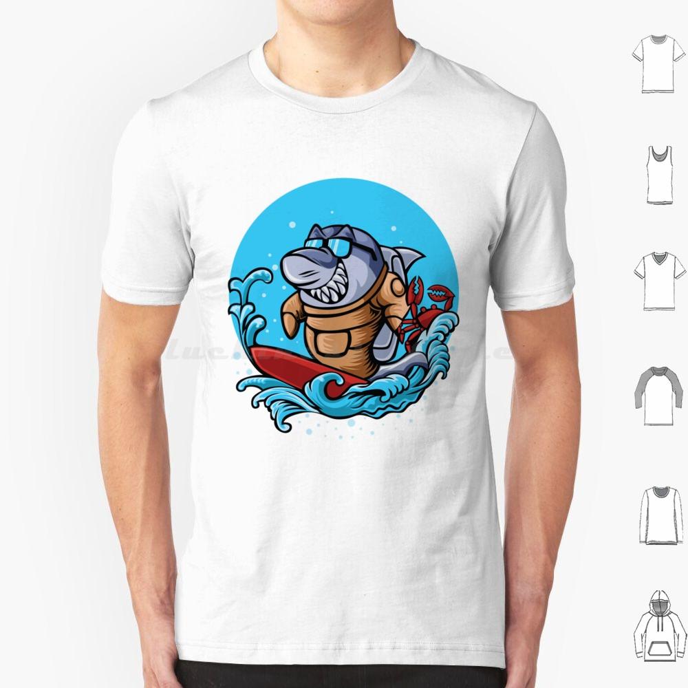 Shark Surfing T Shirt Cotton Men Women DIY Print Jimmy Buffett Beach Parrothead Margaritaville Buffett Parrot Surfing Pirate S