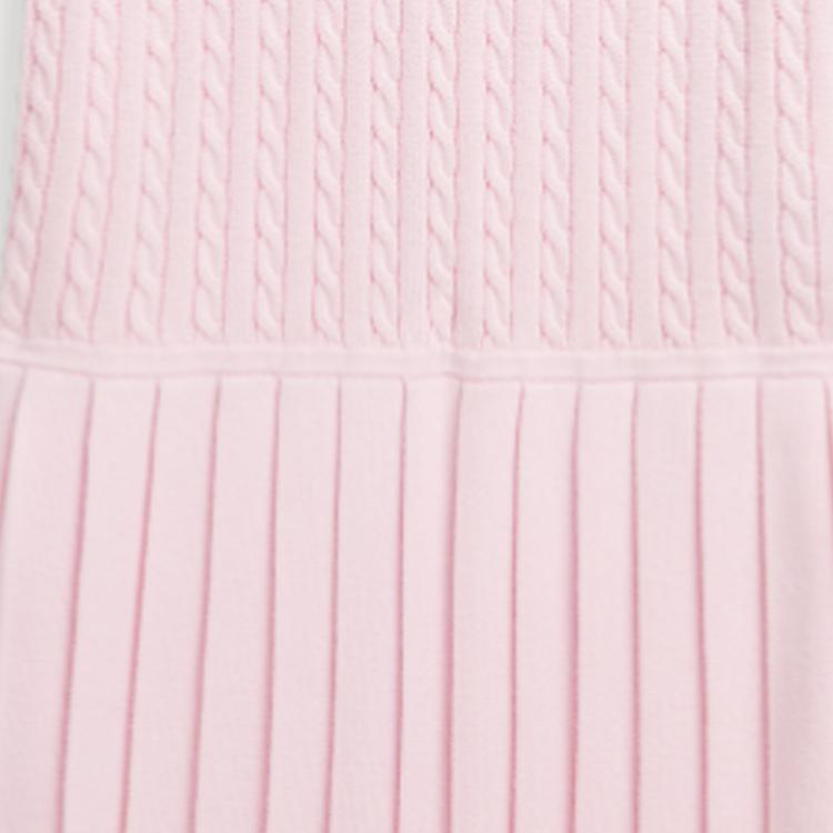 Polo Ralph Lauren Dress Ss24 Logo Embroidered Ribbed Solid Short Sleeve Kids Dress Light-Pink CWPODRSG3D20797-650