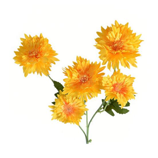 5 Heads Artificial Chrysanthemums Flowers Fake Mums Flower Bouquets with Stem Faux Silk Floral Arrangements for Vase DIY Wedding Centerpiece