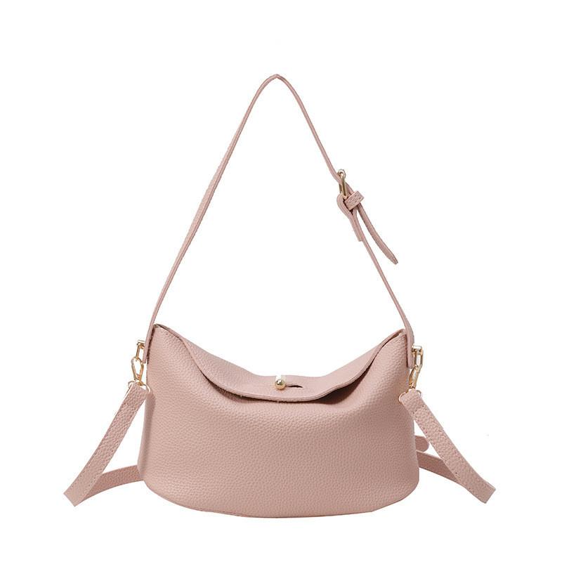 Solid Simple Color Lychee Texture Women Casual Shoulder Bag For Use Daily